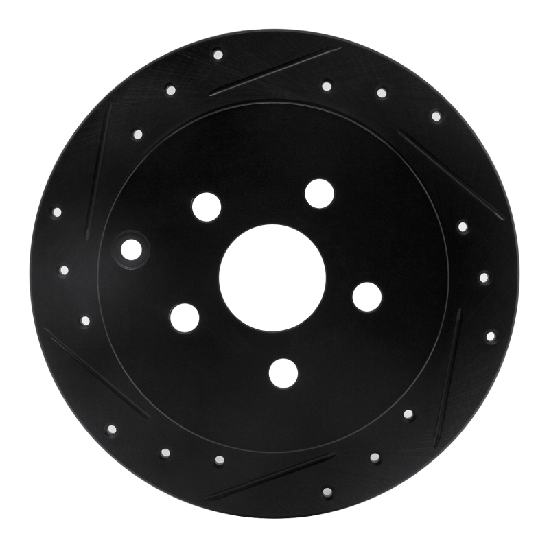 Pontiac Vibe Brake Rotor (1) - Rear Left - R1 Concepts - Drilled & Slotted - Black - `00-`10